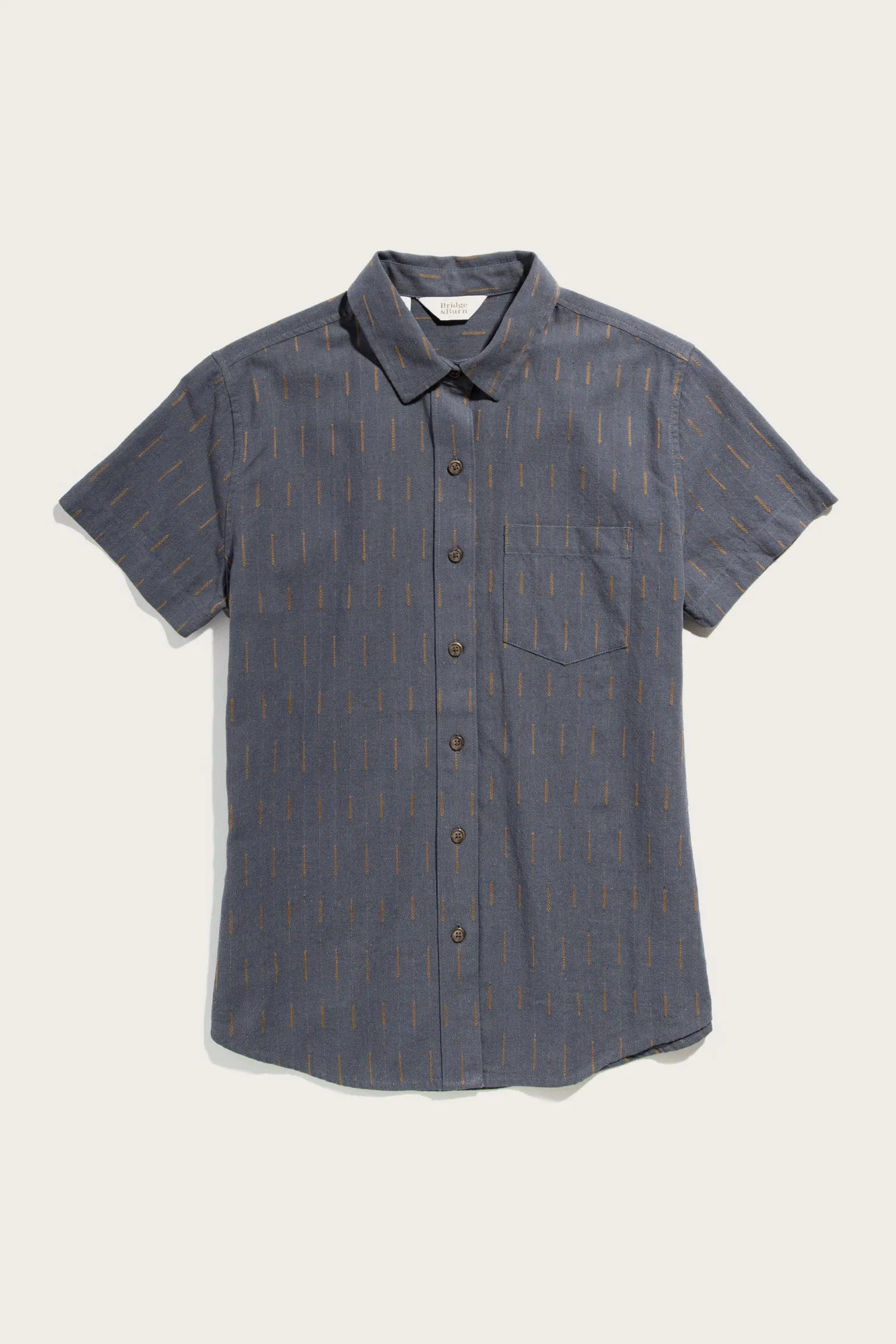 Lana Shirt / Slate Dobby Stripe sold by Bridge & Burn