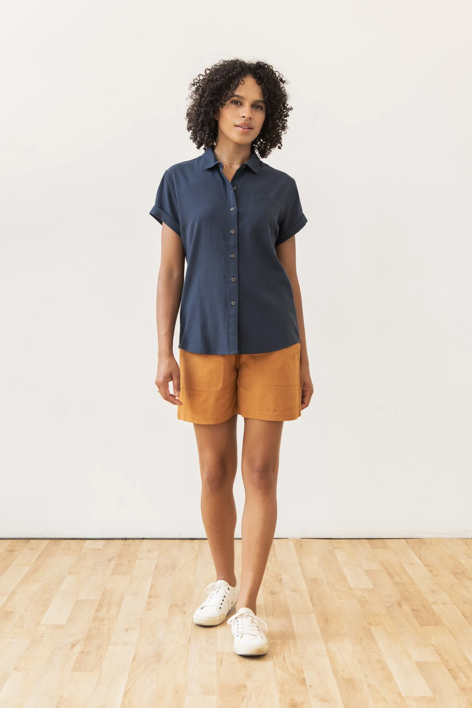 Bea Shirt / Navy Seersucker sold by Bridge & Burn product image thumbnail 4
