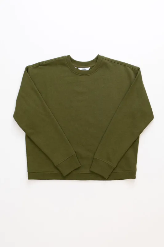 Hawthorne Boxy Crew Sweatshirt / Olive sold by Bridge & Burn