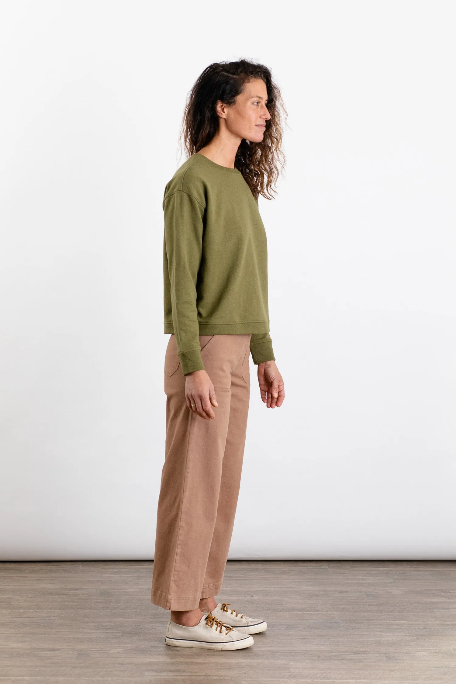 Hawthorne Boxy Crew Sweatshirt / Olive sold by Bridge & Burn product image thumbnail 4