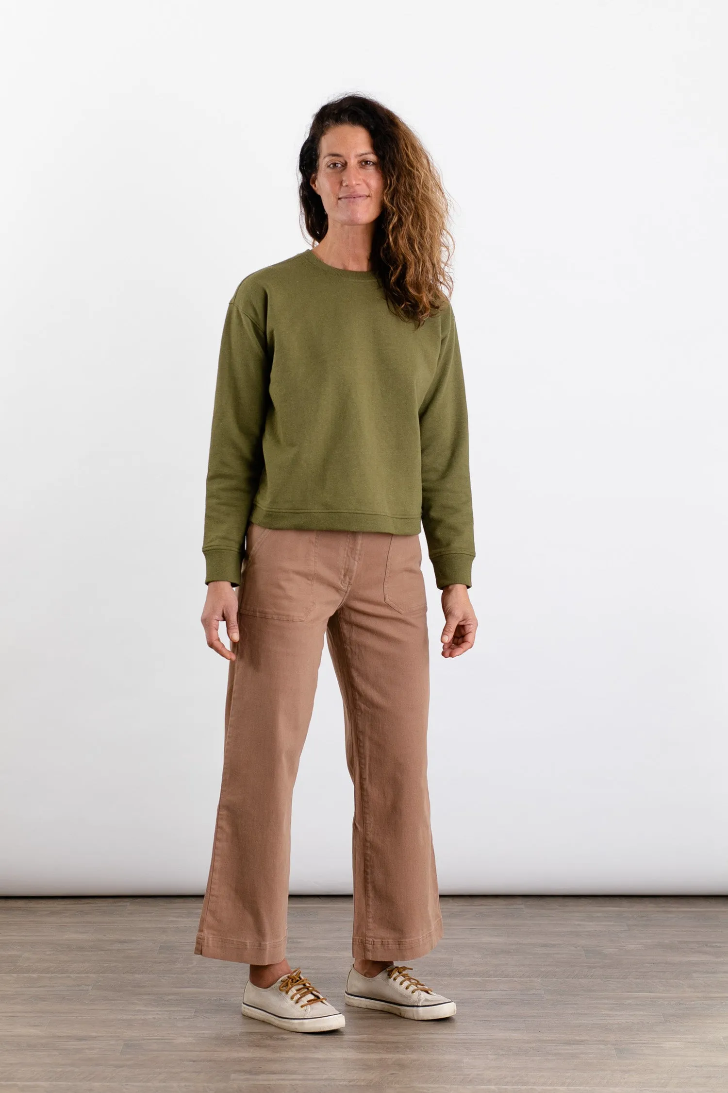 Hawthorne Boxy Crew Sweatshirt / Olive sold by Bridge & Burn product image thumbnail 3
