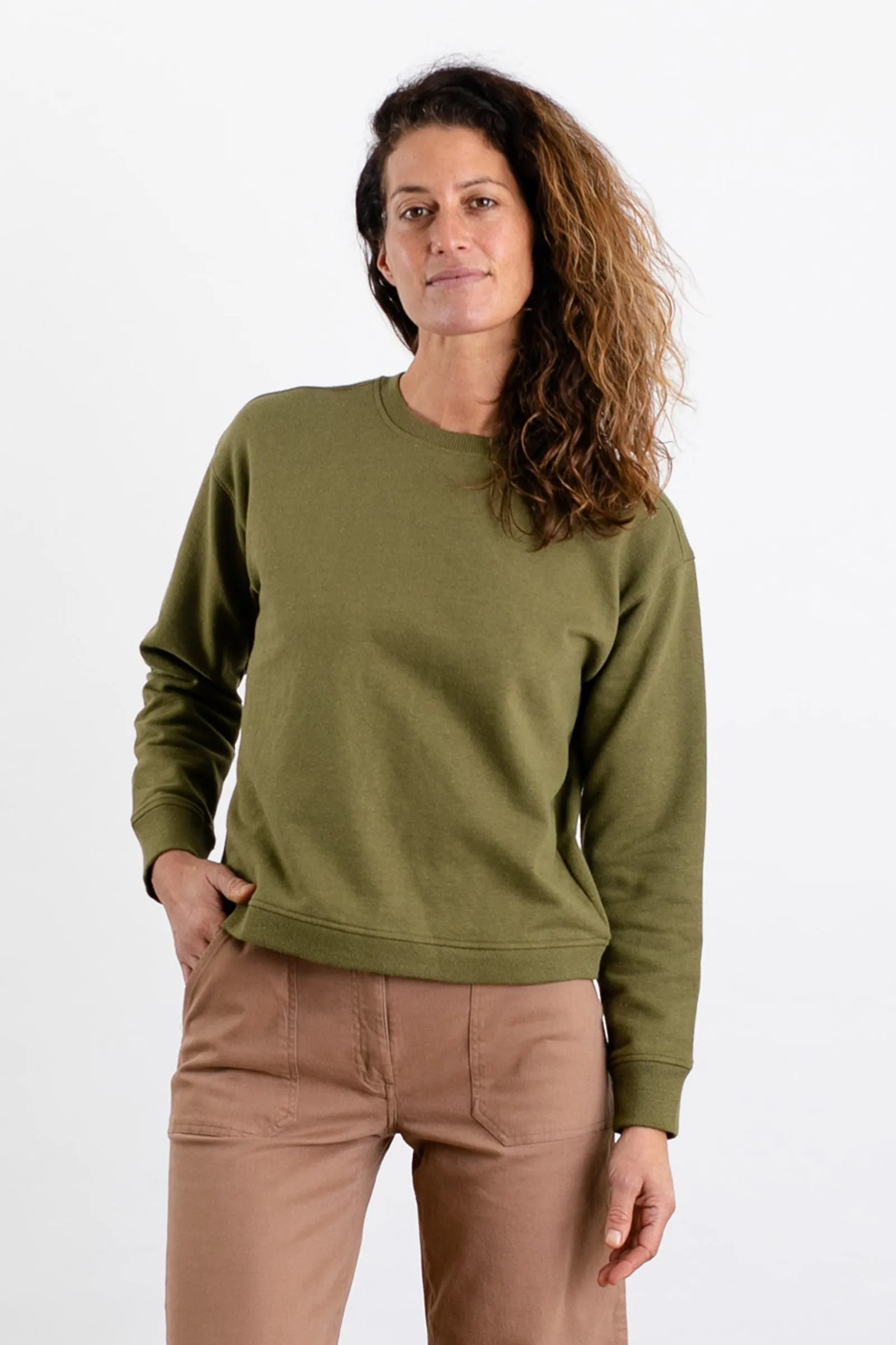 Hawthorne Boxy Crew Sweatshirt / Olive sold by Bridge & Burn product image thumbnail 2