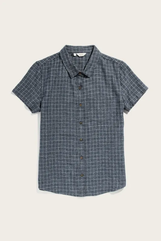 Lana Shirt / Navy Windowpane sold by Bridge & Burn