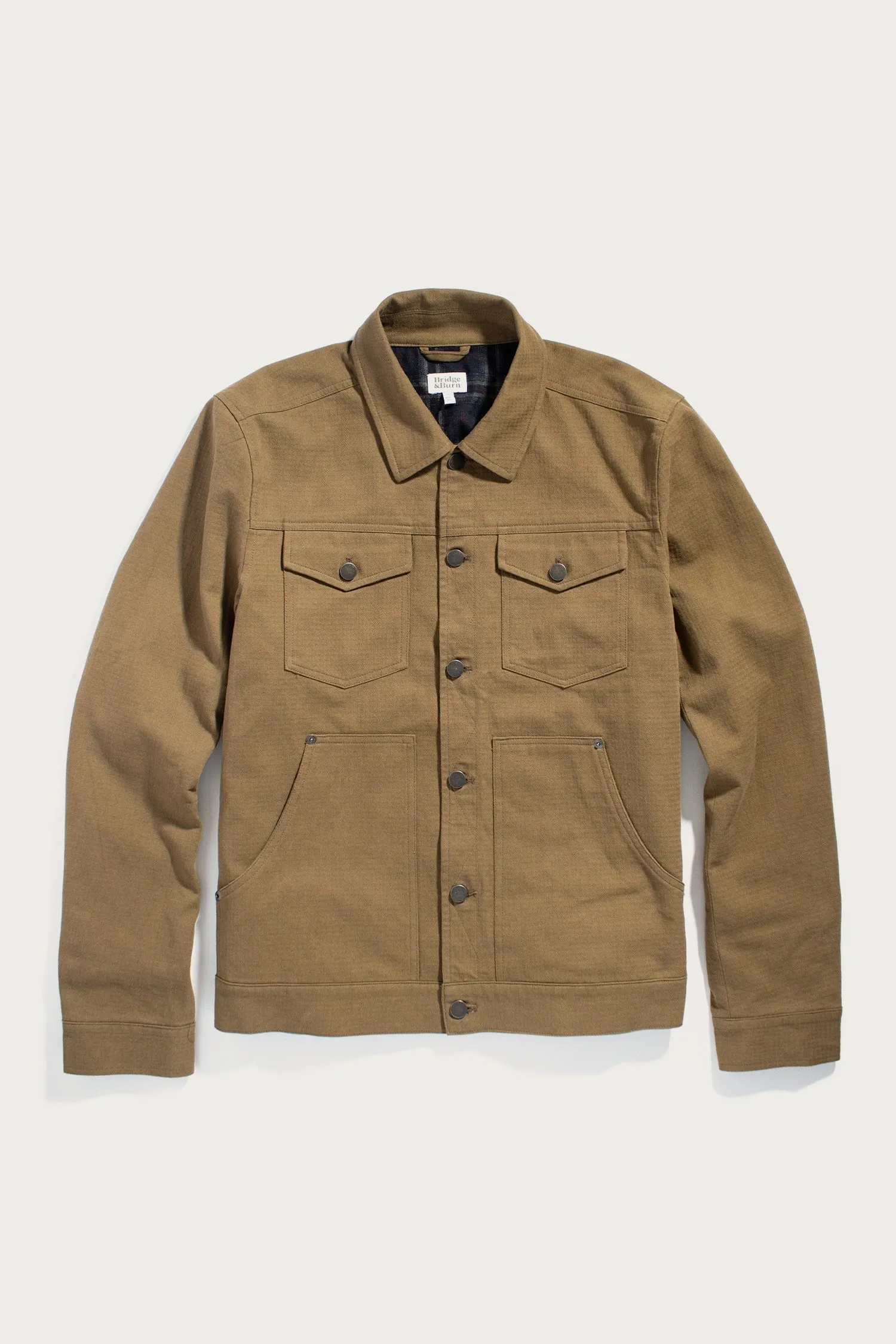 Burl Trucker Jacket / Warm Olive sold by Bridge & Burn