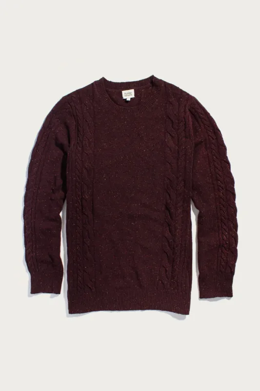 Hugo Sweater / Burgundy Donegal sold by Bridge & Burn