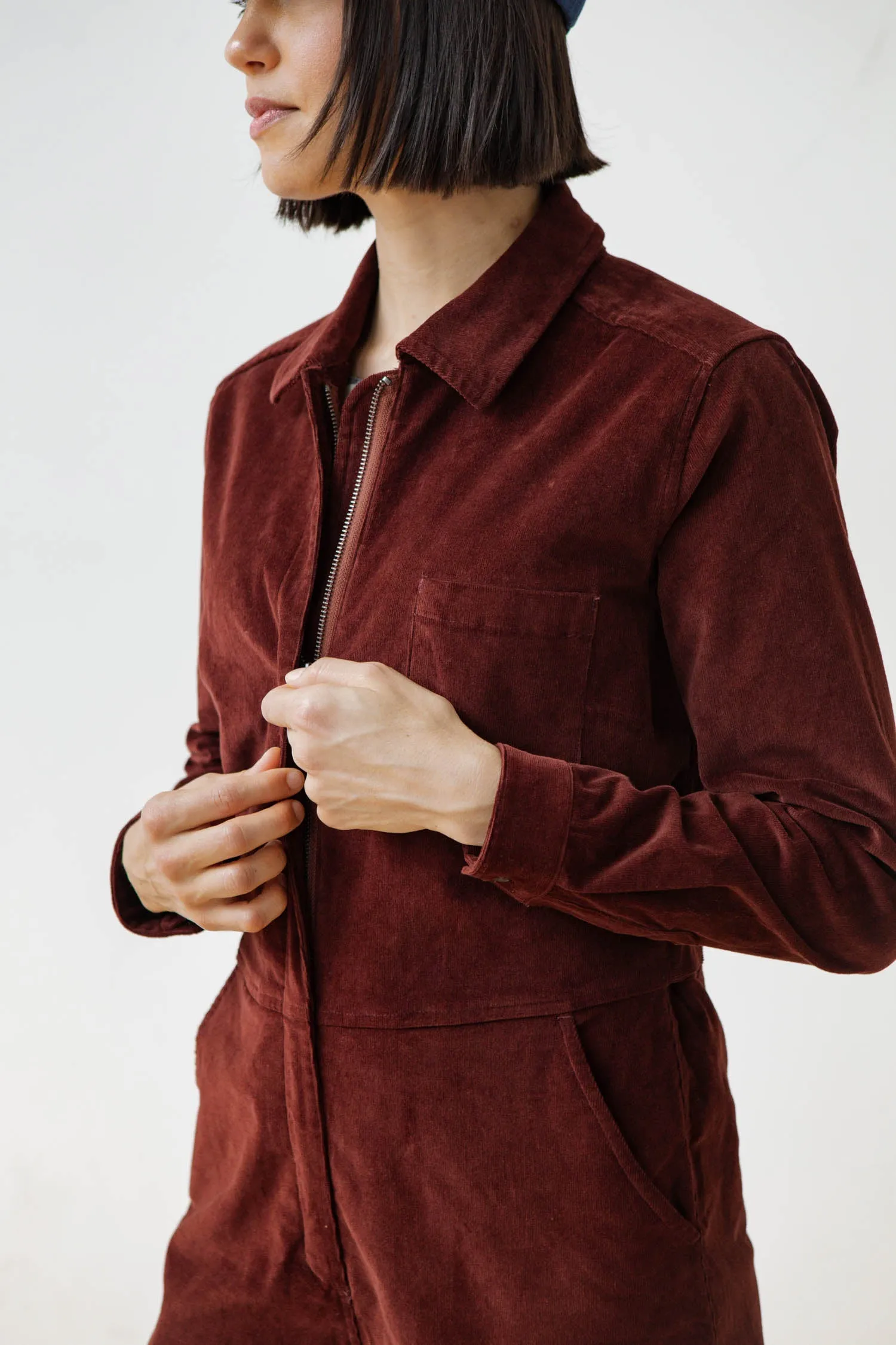 Faye Jumpsuit / Dark Red Pinwale sold by Bridge & Burn product image thumbnail 4