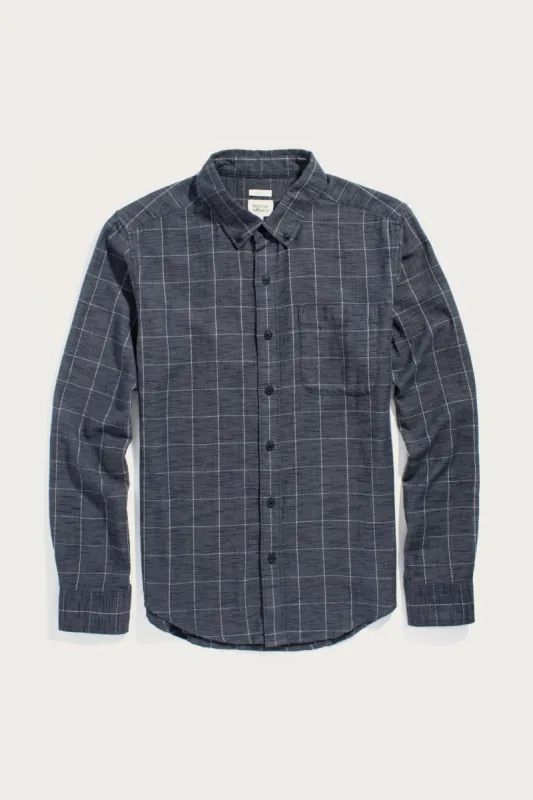 Sutton Slim Shirt / Slate Textured Windowpane sold by Bridge & Burn