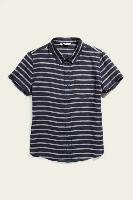 Lana Shirt / Navy Stripe sold by Bridge & Burn