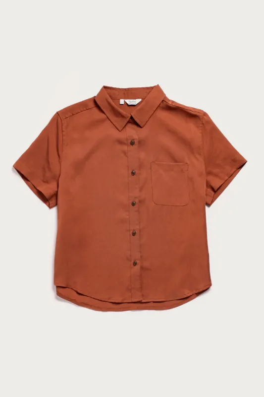 Greer Cropped Shirt / Copper sold by Bridge & Burn