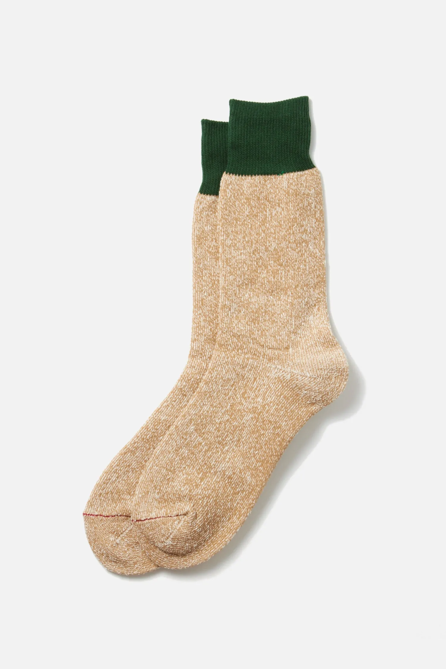 RoToTo Double Face Silk Cotton Crew Socks / Dark Green Beige sold by Bridge & Burn
