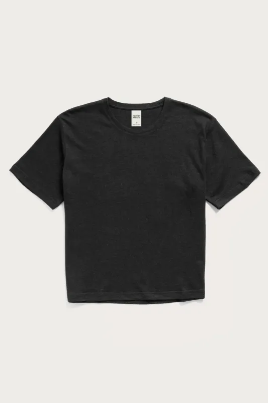 Organic Hemp Boxy Tee / Washed Black sold by Bridge & Burn
