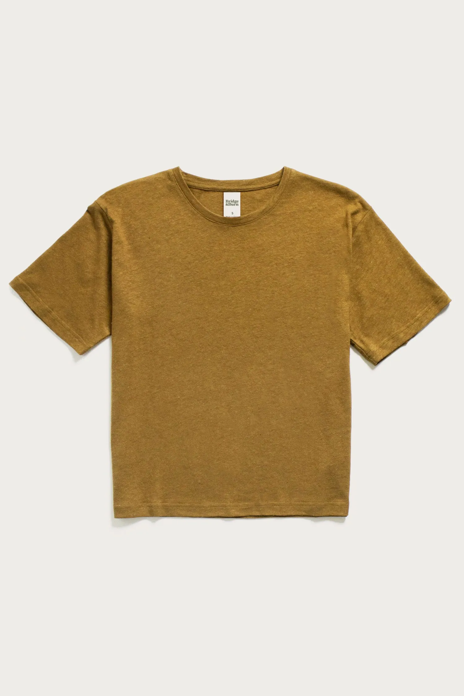 Organic Hemp Boxy Tee / Ochre sold by Bridge & Burn