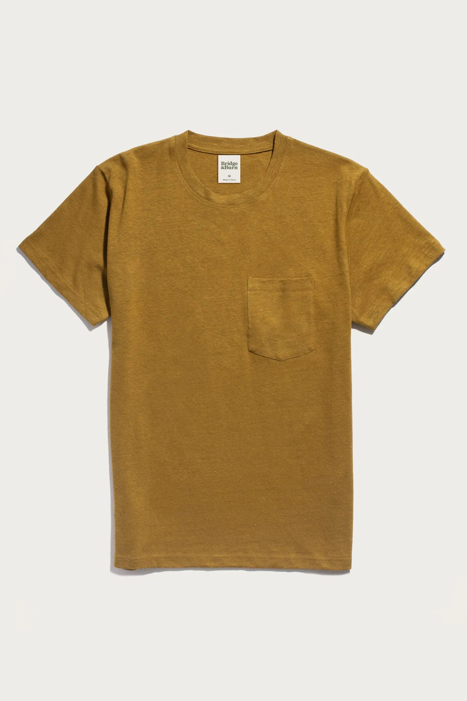 Organic Hemp Pocket Tee / Ochre sold by Bridge & Burn