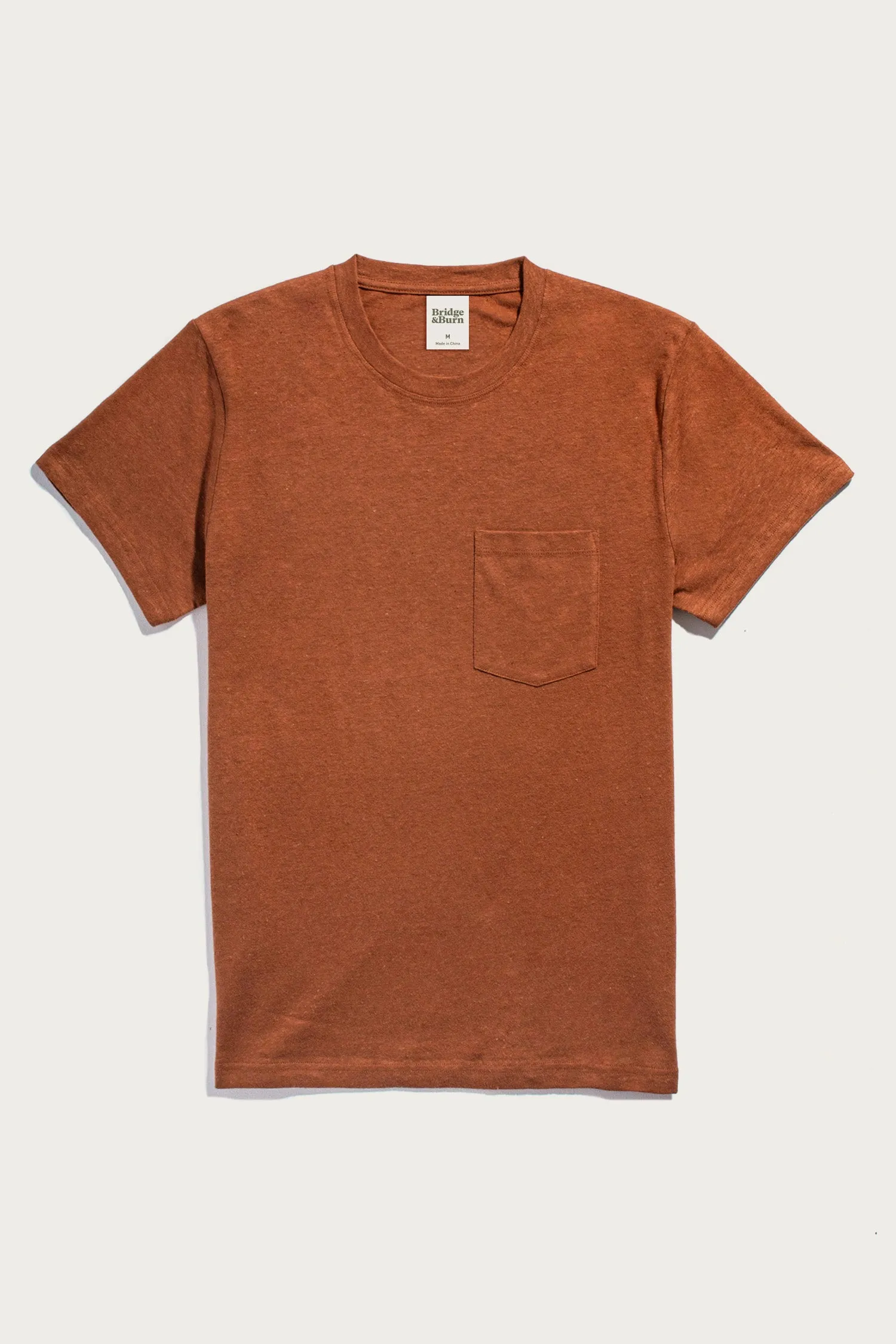 Organic Hemp Pocket Tee / Burnt Umber sold by Bridge & Burn