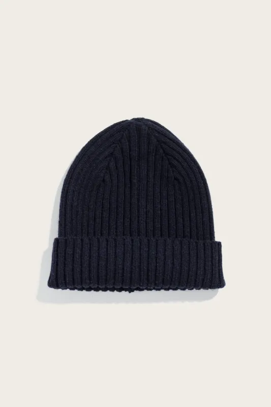 Chunky Ribbed Beanie / Dark Navy sold by Bridge & Burn