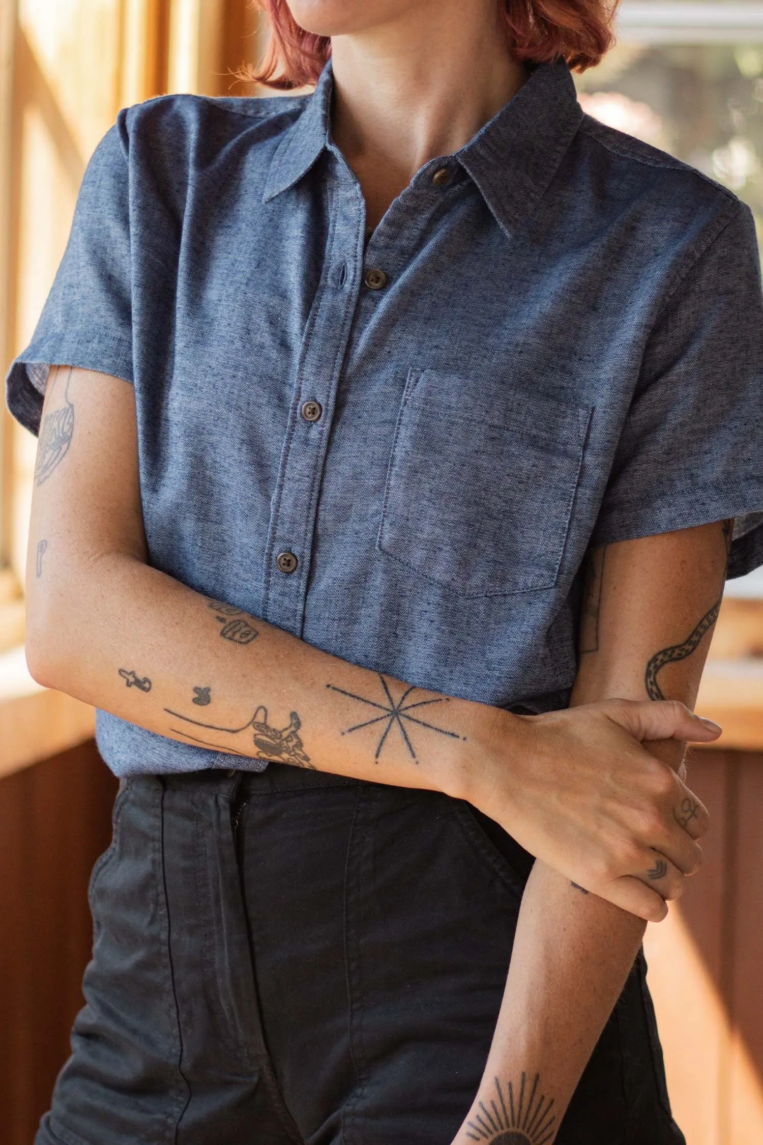 Lana Shirt / Indigo Herringbone sold by Bridge & Burn product image thumbnail 2