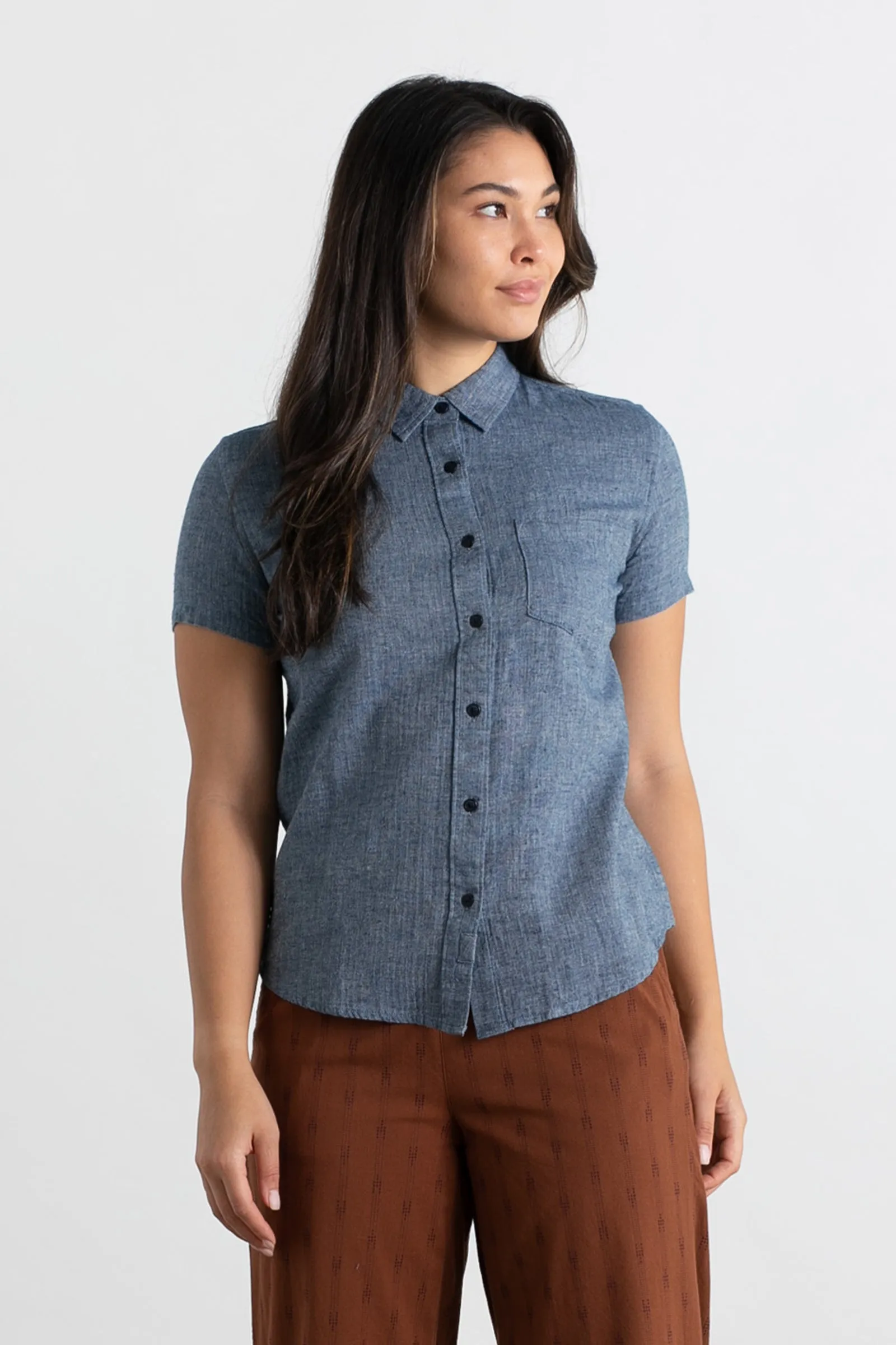 Lana Shirt / Indigo Herringbone sold by Bridge & Burn product image thumbnail 4
