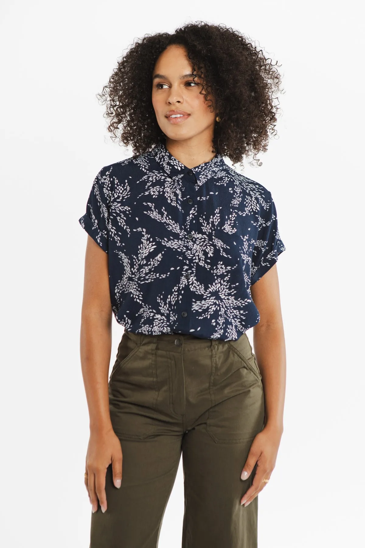 Bea Shirt / Navy Leaf Print sold by Bridge & Burn product image thumbnail 2