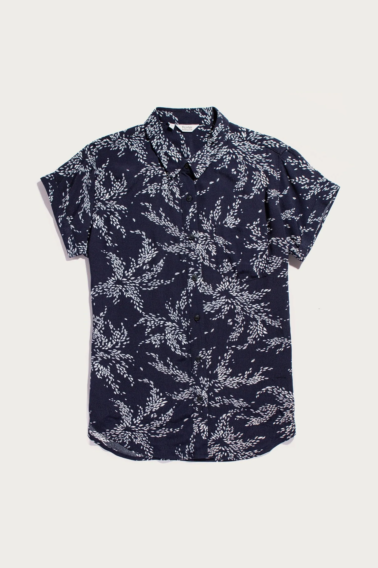 Bea Shirt / Navy Leaf Print sold by Bridge & Burn