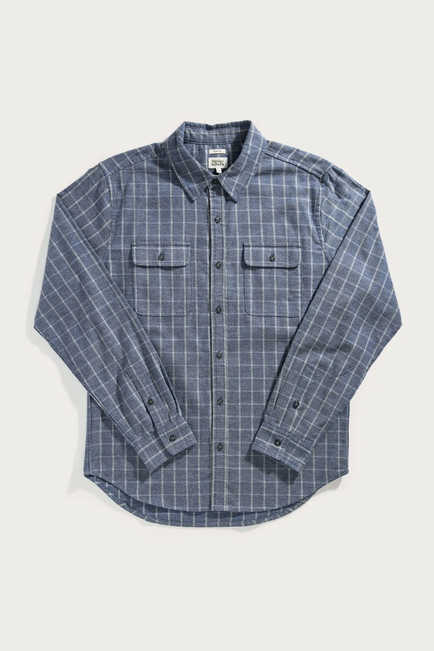 Cole Slim Shirt / Navy Windowpane sold by Bridge & Burn