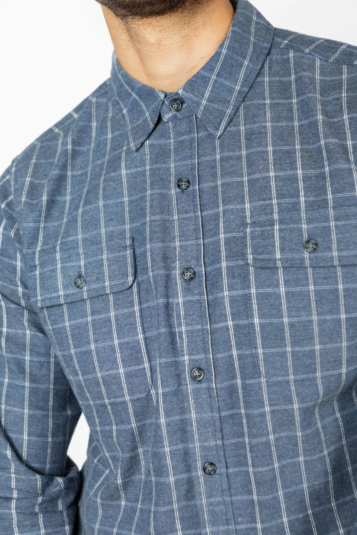 Cole Slim Shirt / Navy Windowpane sold by Bridge & Burn product image thumbnail 3