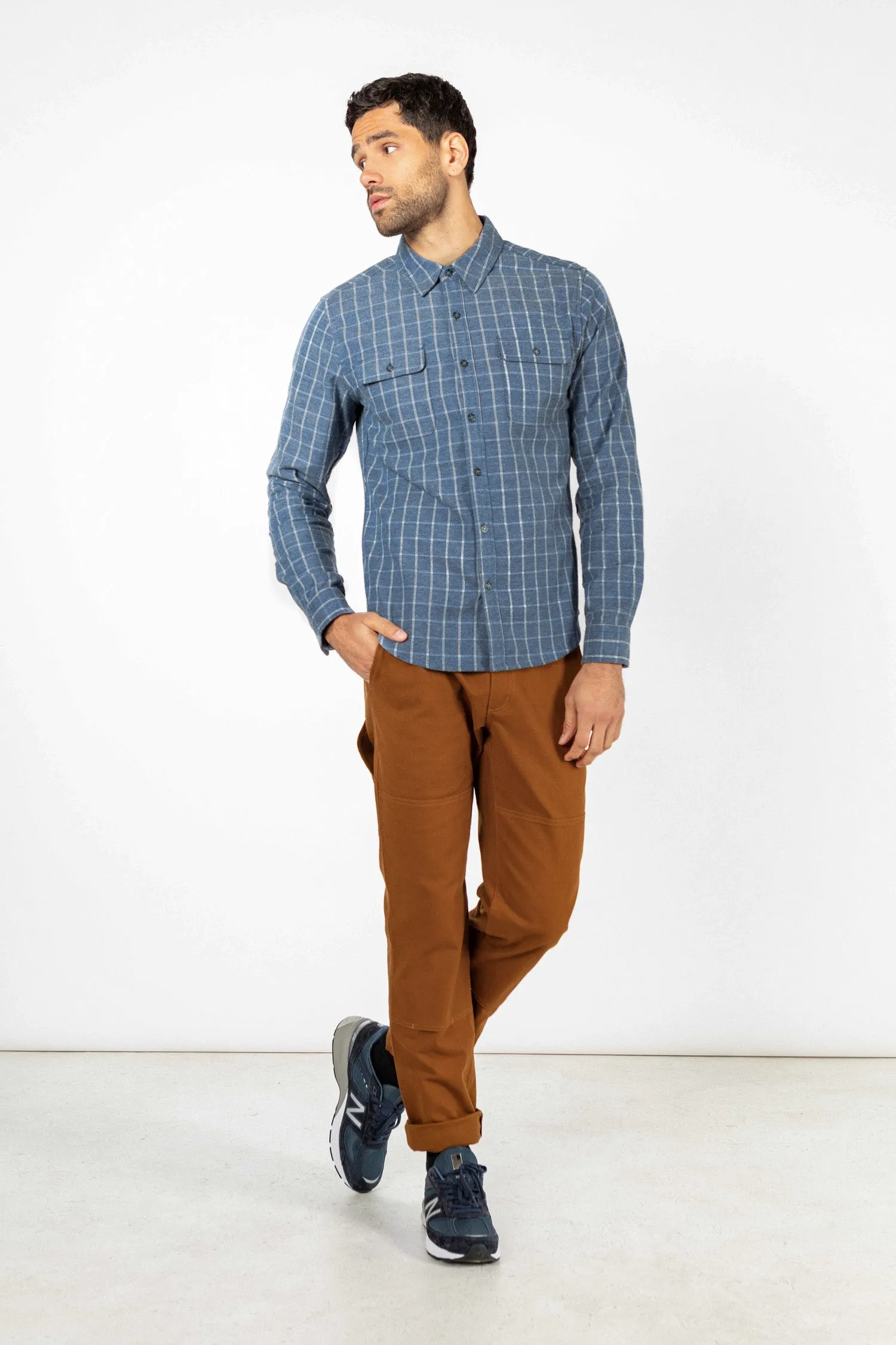 Cole Slim Shirt / Navy Windowpane sold by Bridge & Burn product image thumbnail 4