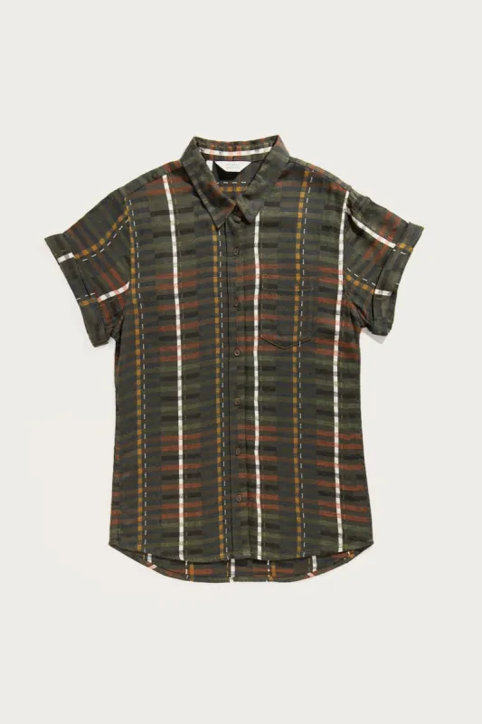 Bea Shirt / Olive Stripe sold by Bridge & Burn