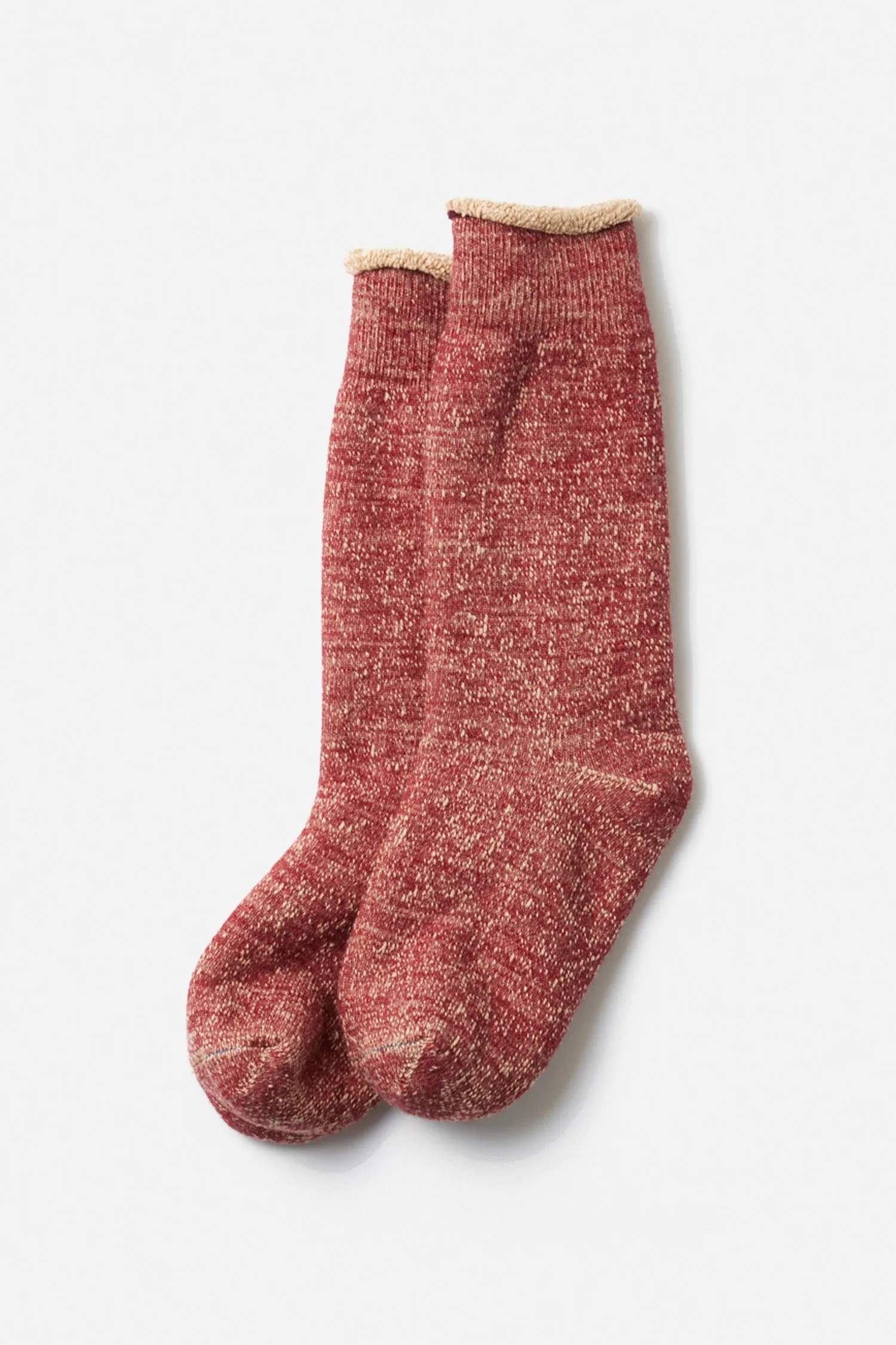 RoToTo Double Face Crew Socks / Dark Red Brown sold by Bridge & Burn