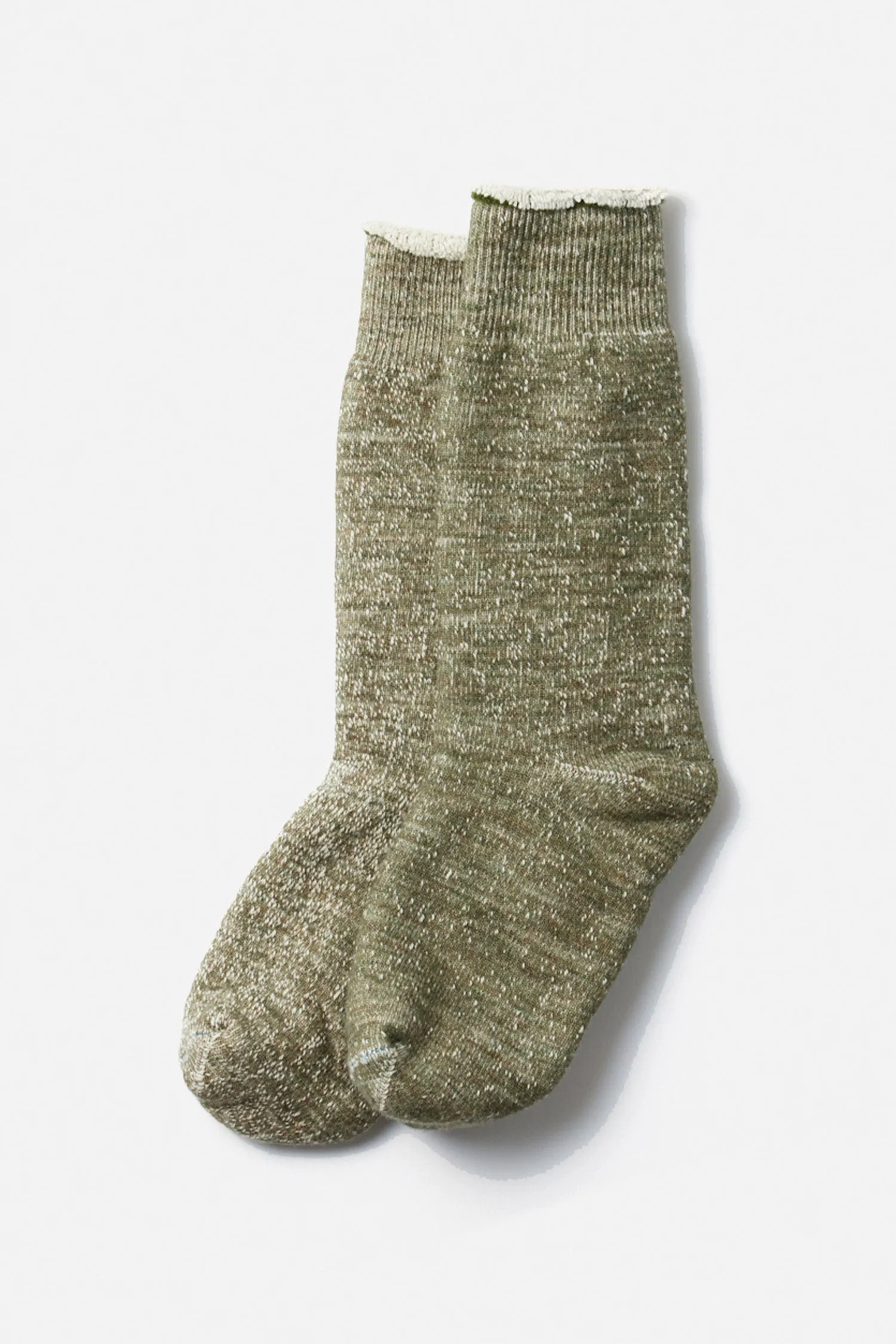 RoToTo Double Face Crew Socks / Army Green sold by Bridge & Burn