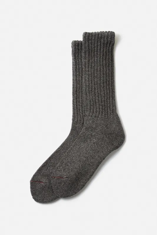 RoToTo Loose Pile Crew Socks / Mix Charcoal sold by Bridge & Burn