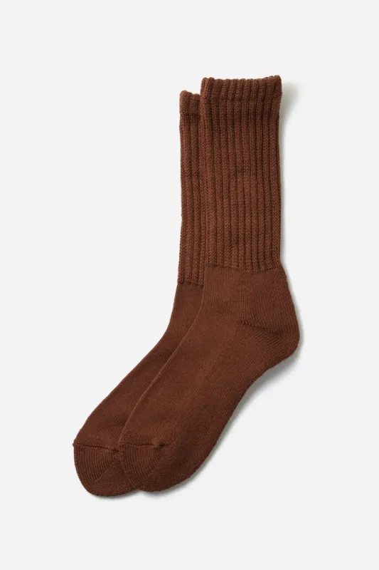 RoToTo Loose Pile Crew Socks / Chocolate sold by Bridge & Burn