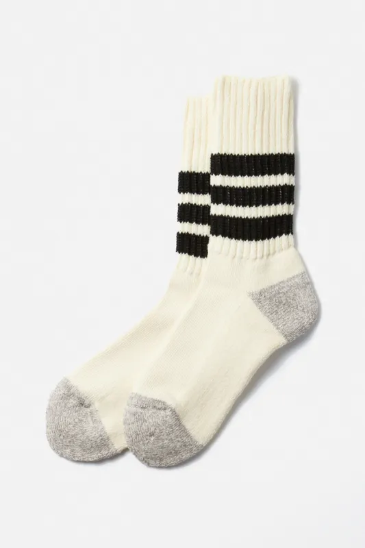 RoToTo Coarse Ribbed Old School Socks / Black sold by Bridge & Burn