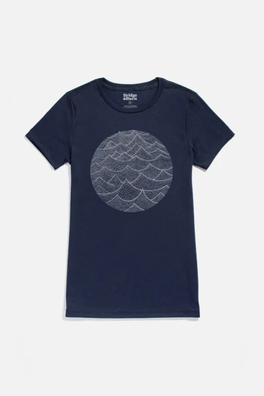 Women's Waves Tee / Navy sold by Bridge & Burn