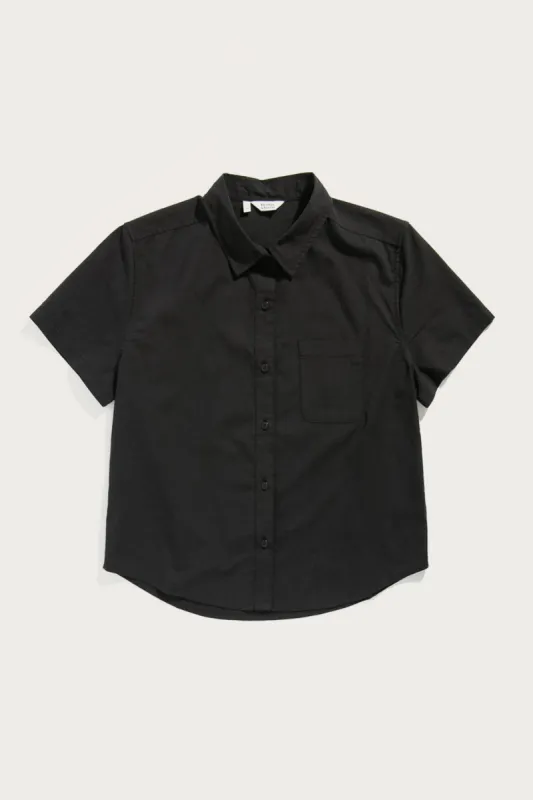 Greer Cropped Shirt / Black Poplin sold by Bridge & Burn