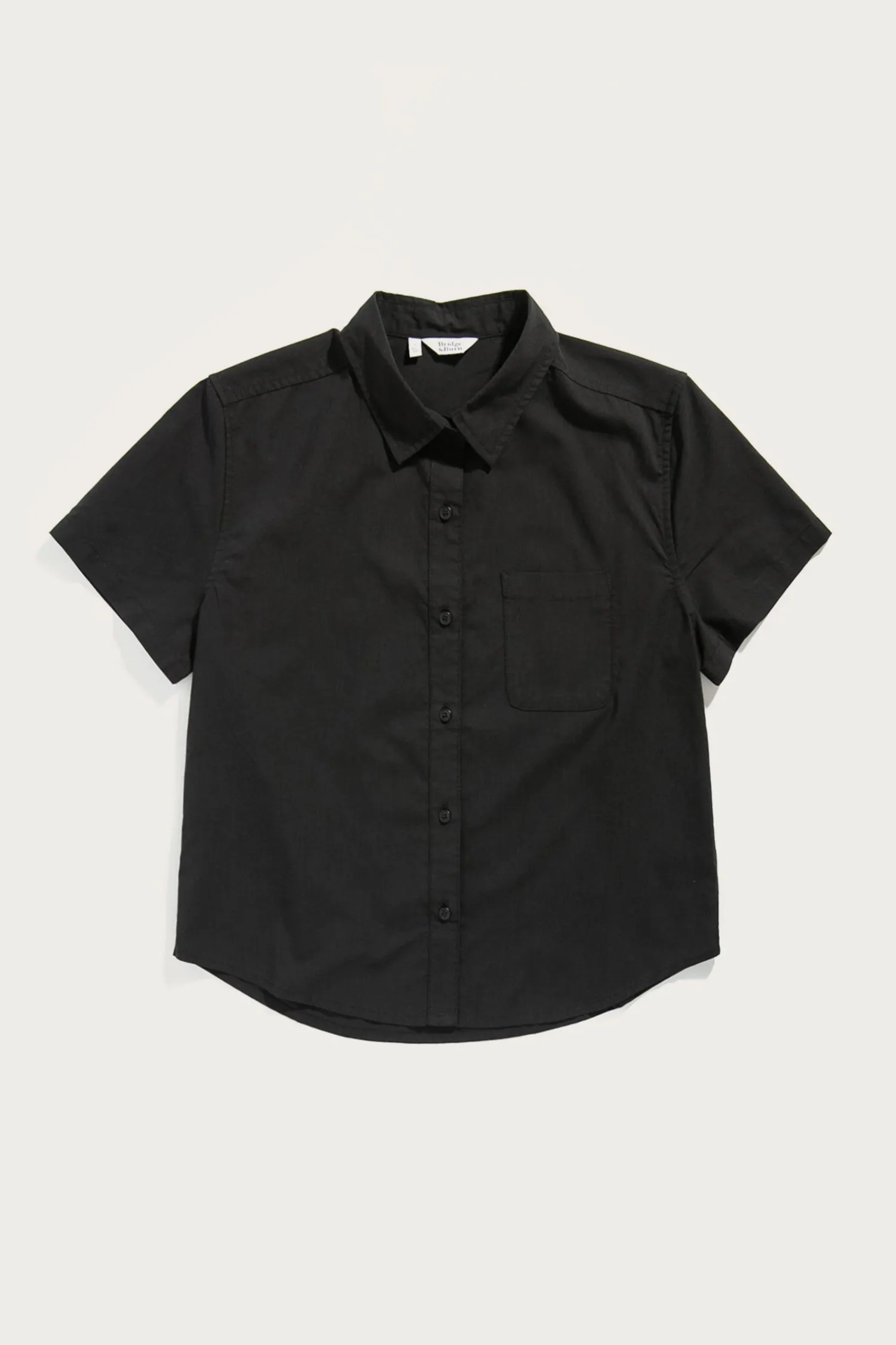 Greer Cropped Shirt / Black Poplin sold by Bridge & Burn