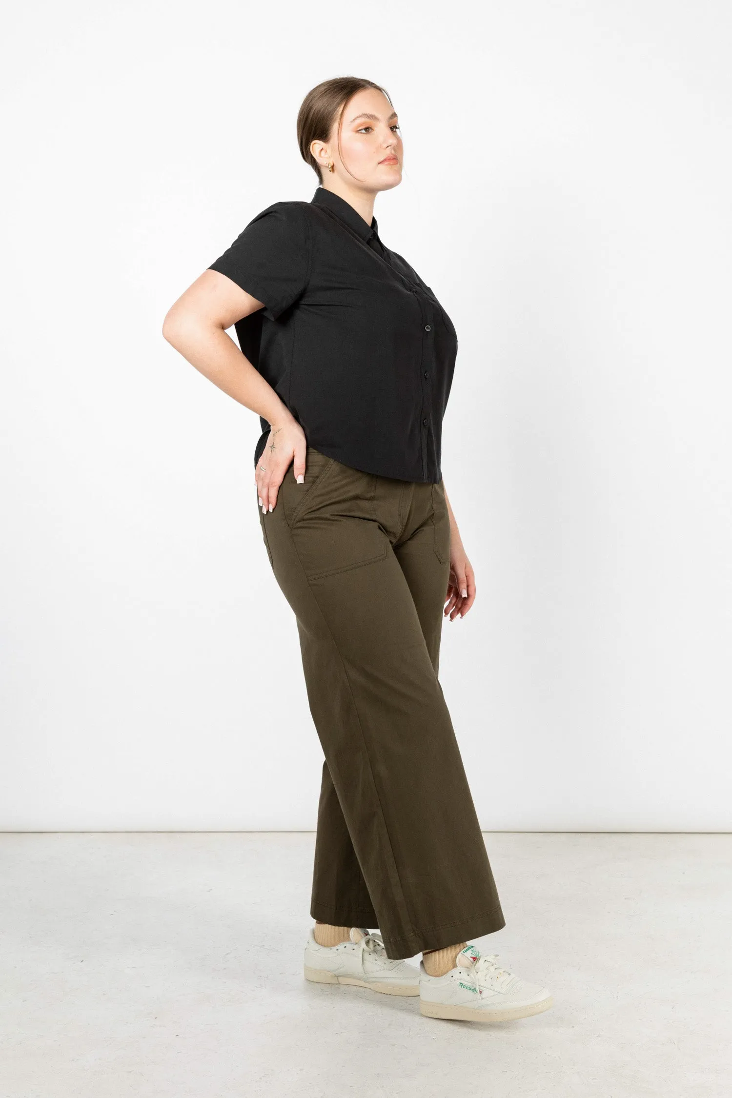 Greer Cropped Shirt / Black Poplin sold by Bridge & Burn product image thumbnail 5