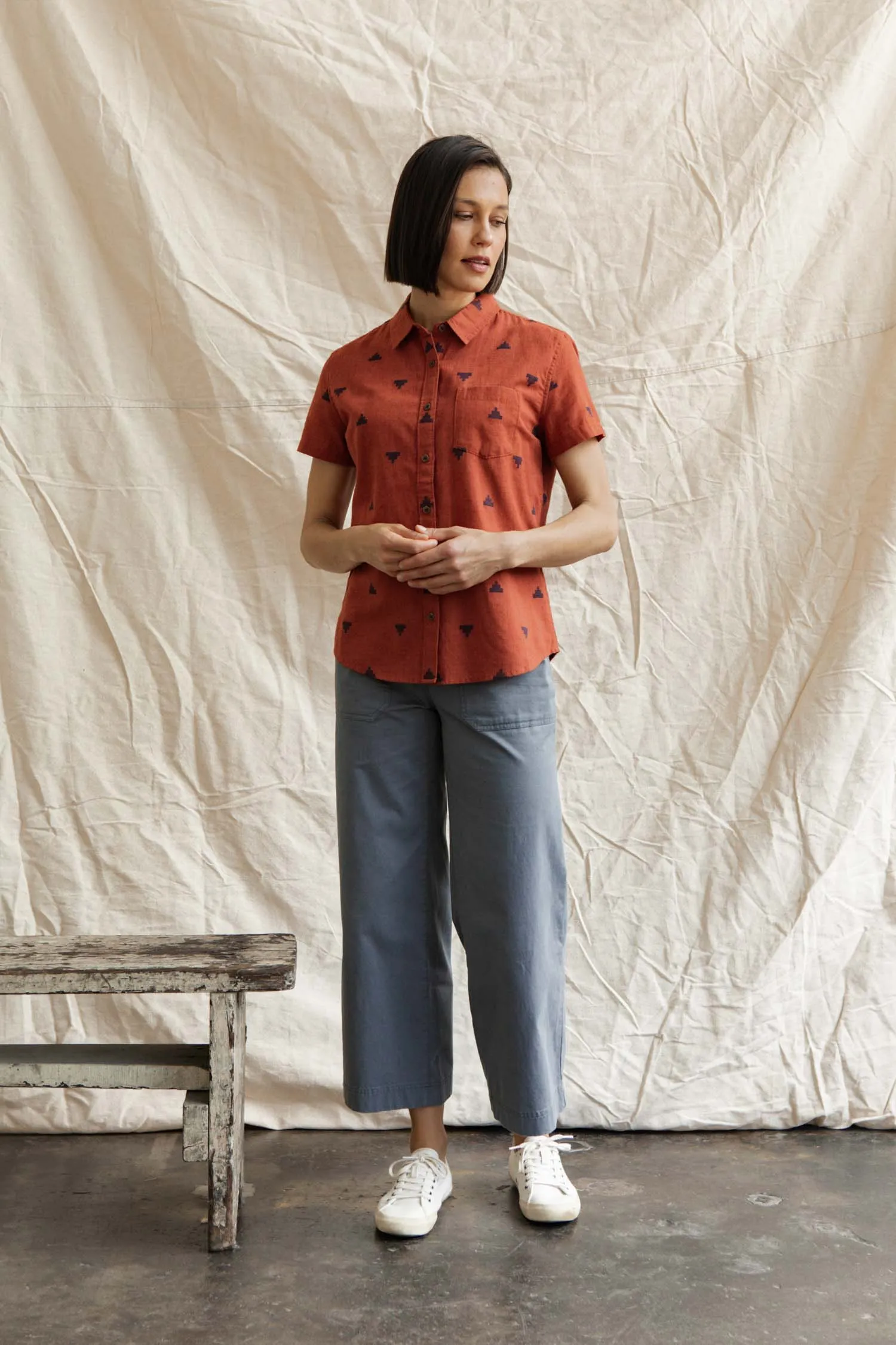 Lana Shirt / Rust Fil-Coupé Pyramids sold by Bridge & Burn product image thumbnail 4