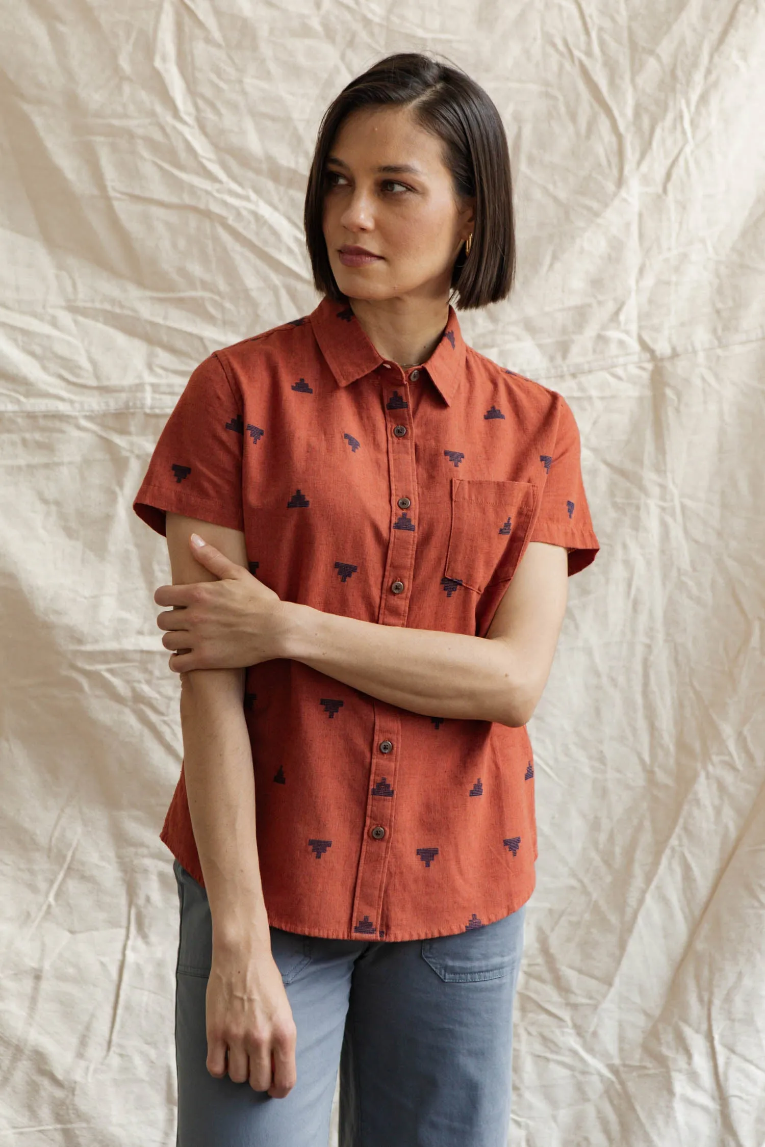 Lana Shirt / Rust Fil-Coupé Pyramids sold by Bridge & Burn product image thumbnail 2