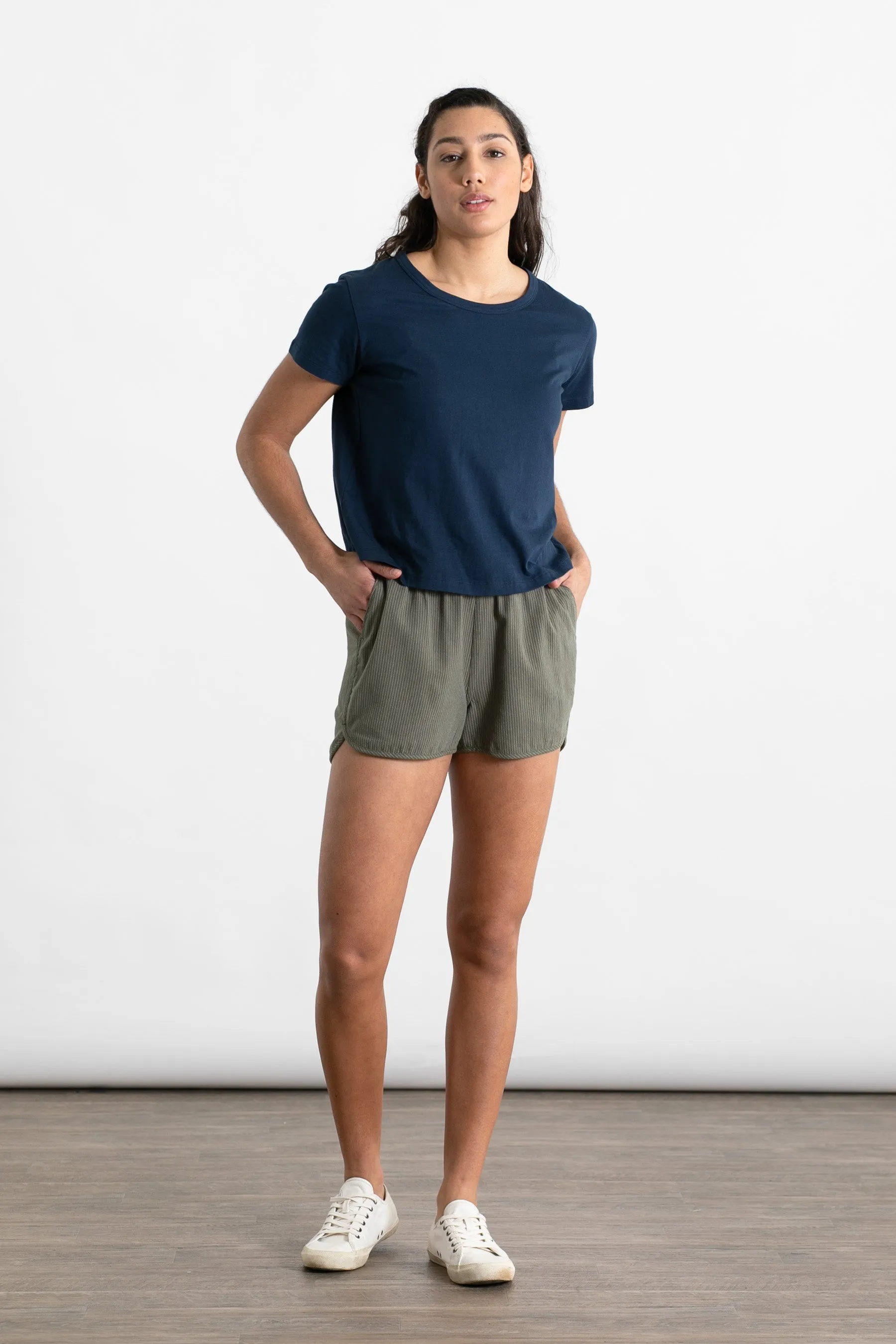 Luca Track Short / Olive Pinstripe sold by Bridge & Burn product image thumbnail 4