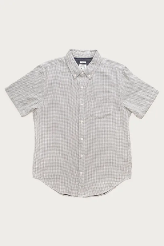 Jordan Slim Shirt / Ivory Grid Doublecloth sold by Bridge & Burn