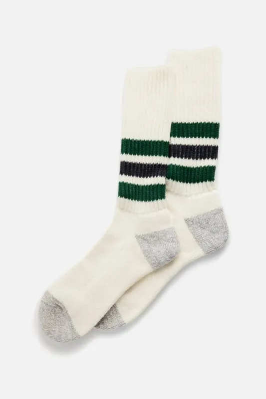 RoToTo Coarse Ribbed Old School Socks / Green Charcoal sold by Bridge & Burn