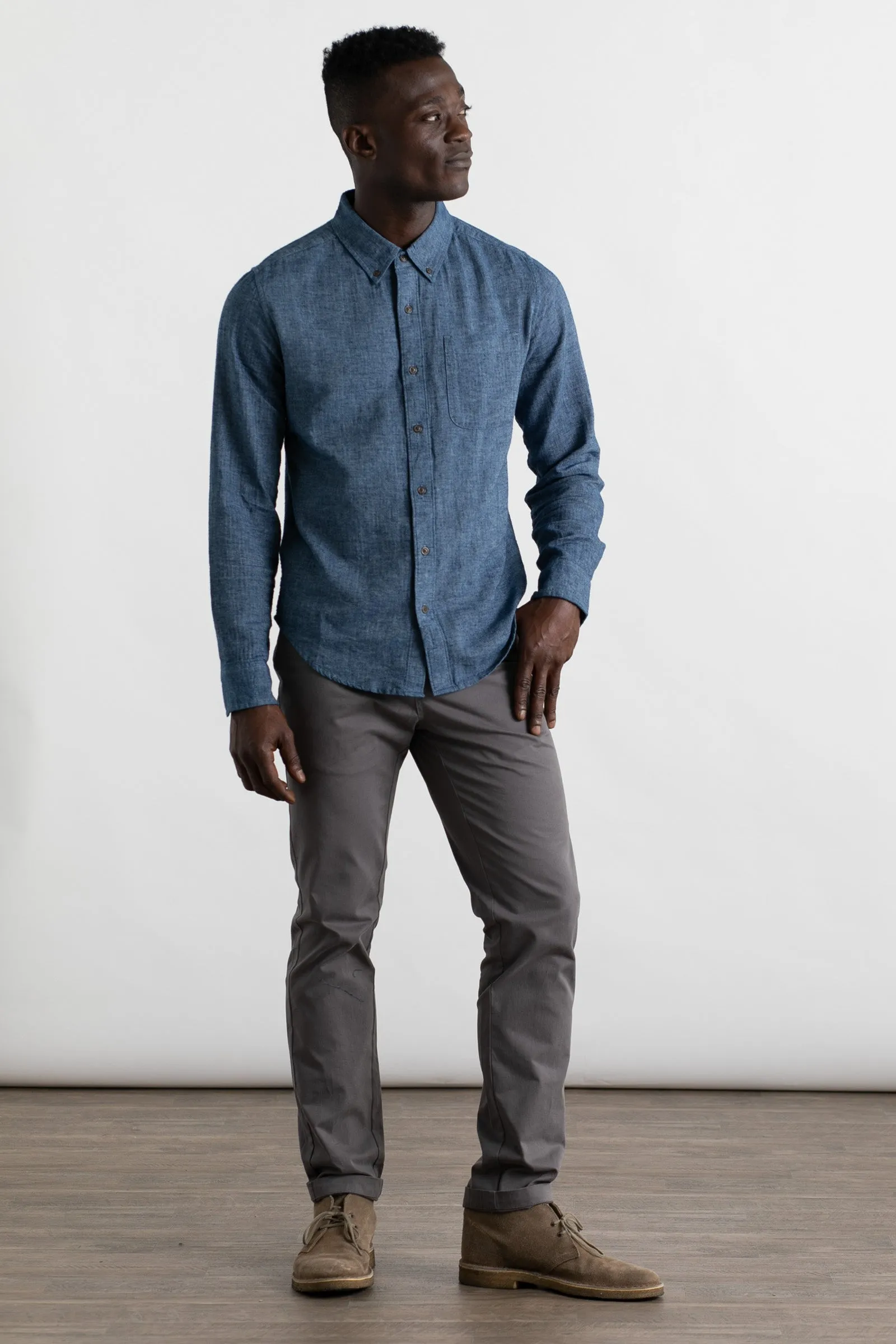 Sutton Slim Shirt / Indigo Herringbone sold by Bridge & Burn product image thumbnail 5