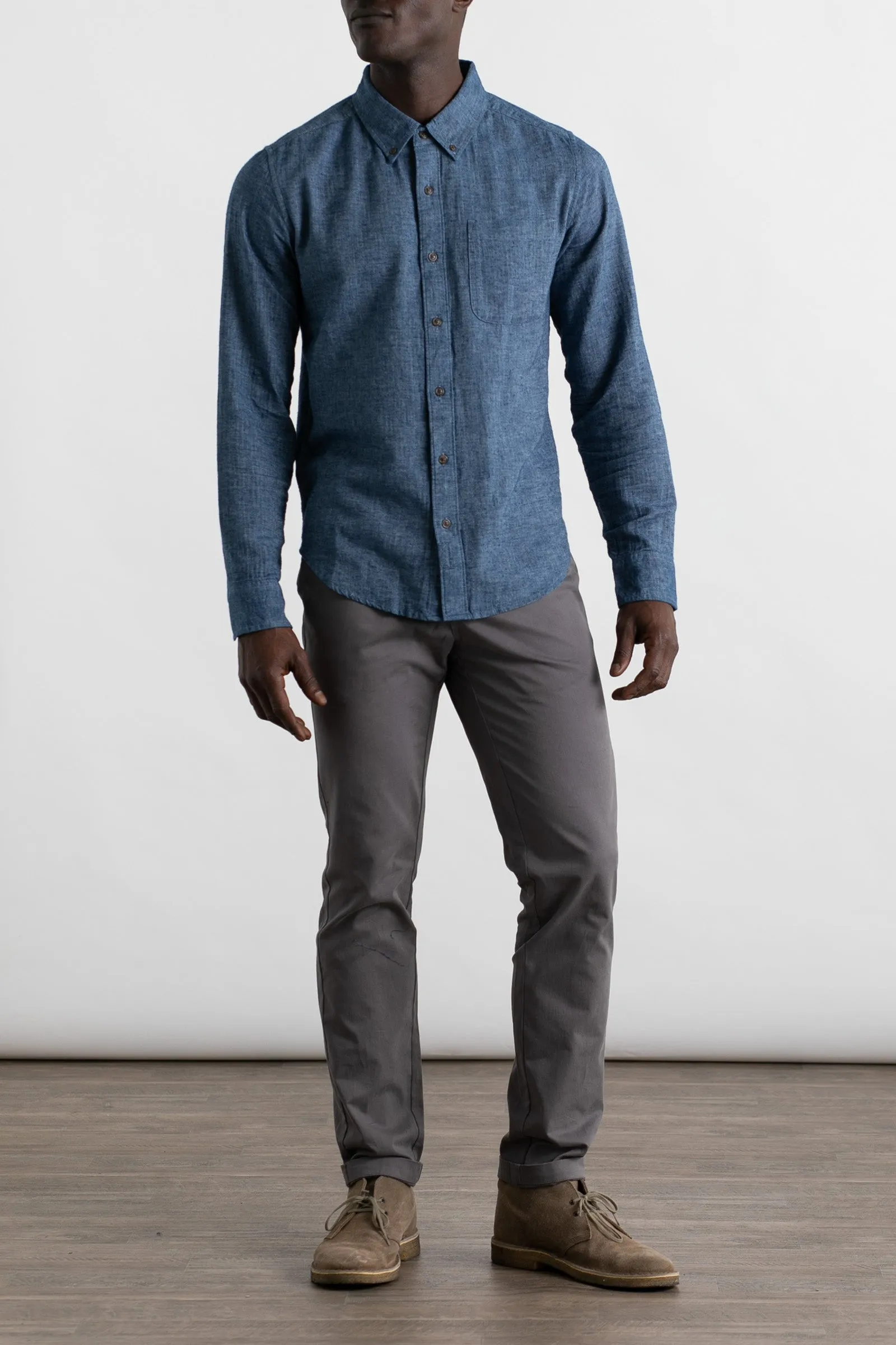 Sutton Slim Shirt / Indigo Herringbone sold by Bridge & Burn product image thumbnail 3