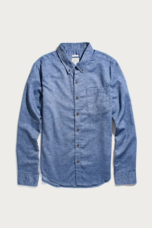 Sutton Slim Shirt / Indigo Herringbone sold by Bridge & Burn