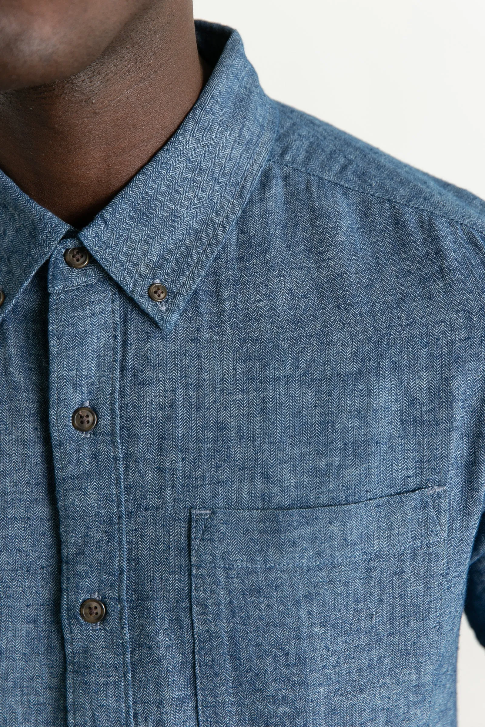 Sutton Slim Shirt / Indigo Herringbone sold by Bridge & Burn product image thumbnail 4