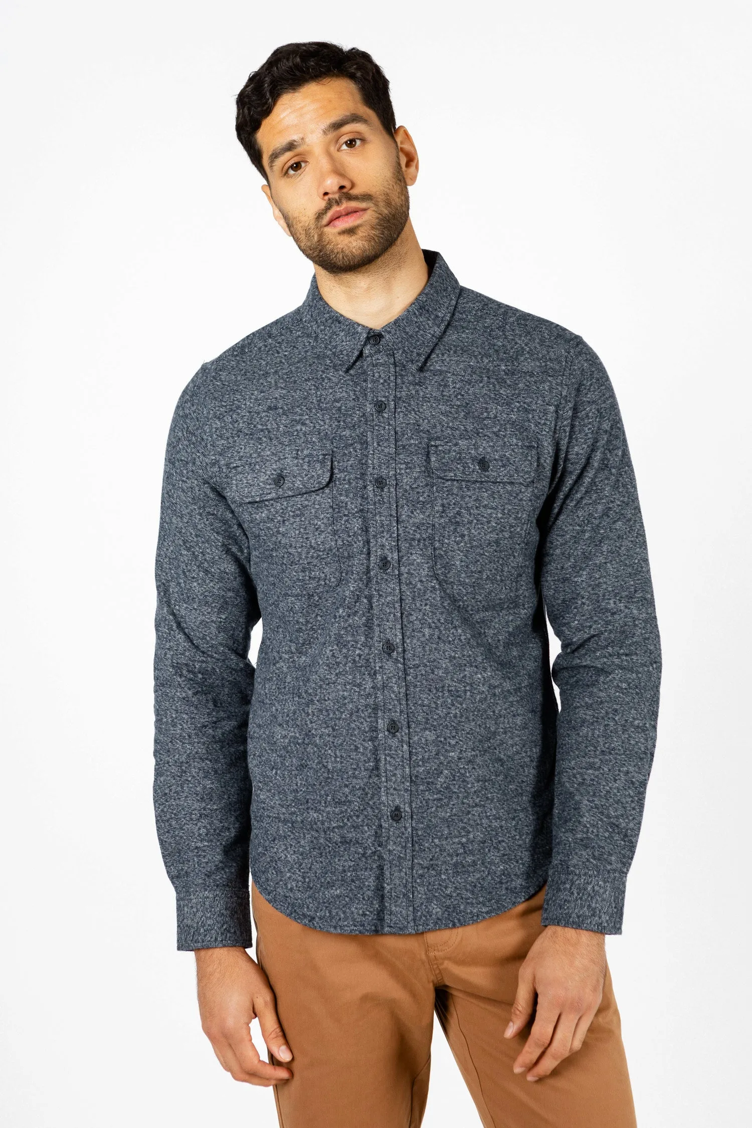 Cole Slim Shirt / Navy Melange sold by Bridge & Burn product image thumbnail 2