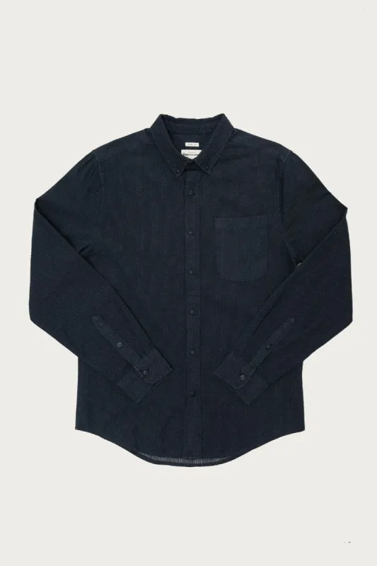 Sutton Slim Shirt / Navy Dobby sold by Bridge & Burn