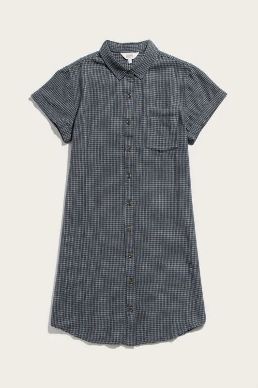Loren Shirt Dress / Navy Grid sold by Bridge & Burn