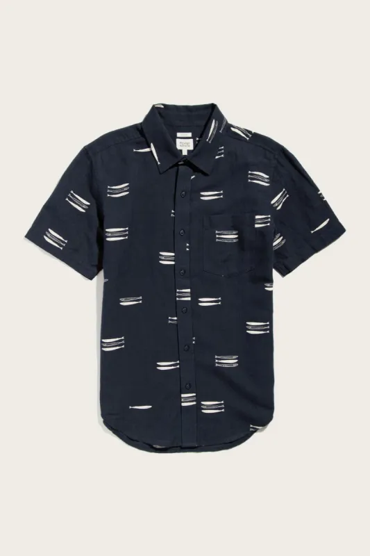 Harbor Slim Shirt / Navy Pacific Herring sold by Bridge & Burn