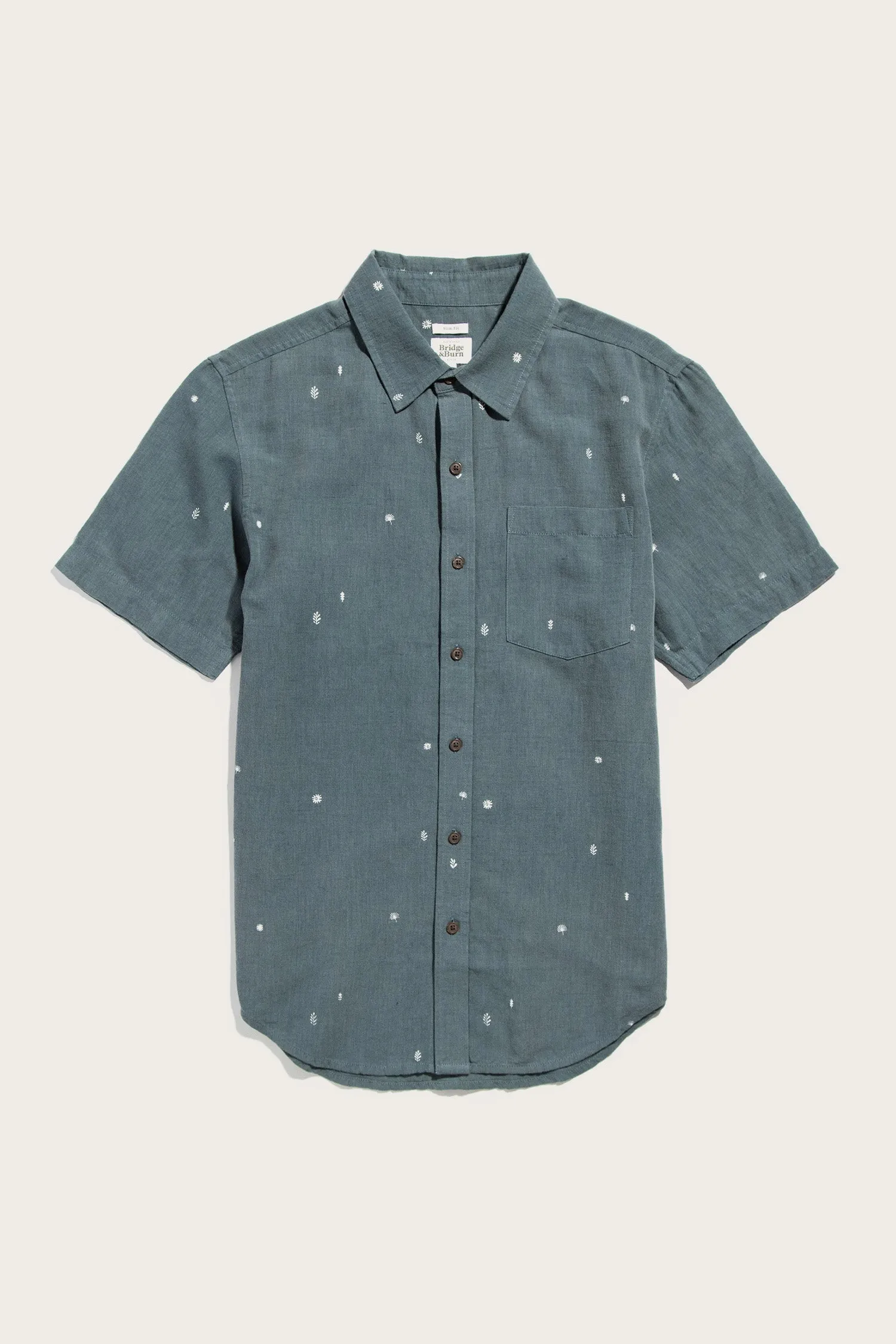 Harbor Slim Shirt / Slate Mini Flora sold by Bridge & Burn
